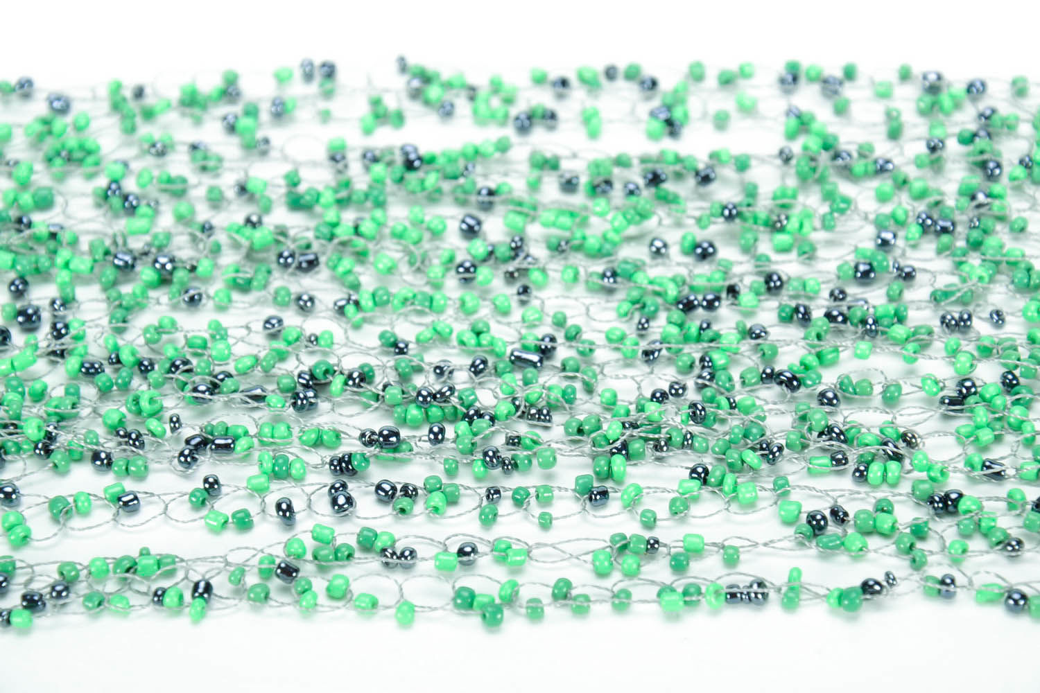 Collier multirangs vert en perles de rocailles fait main photo 2