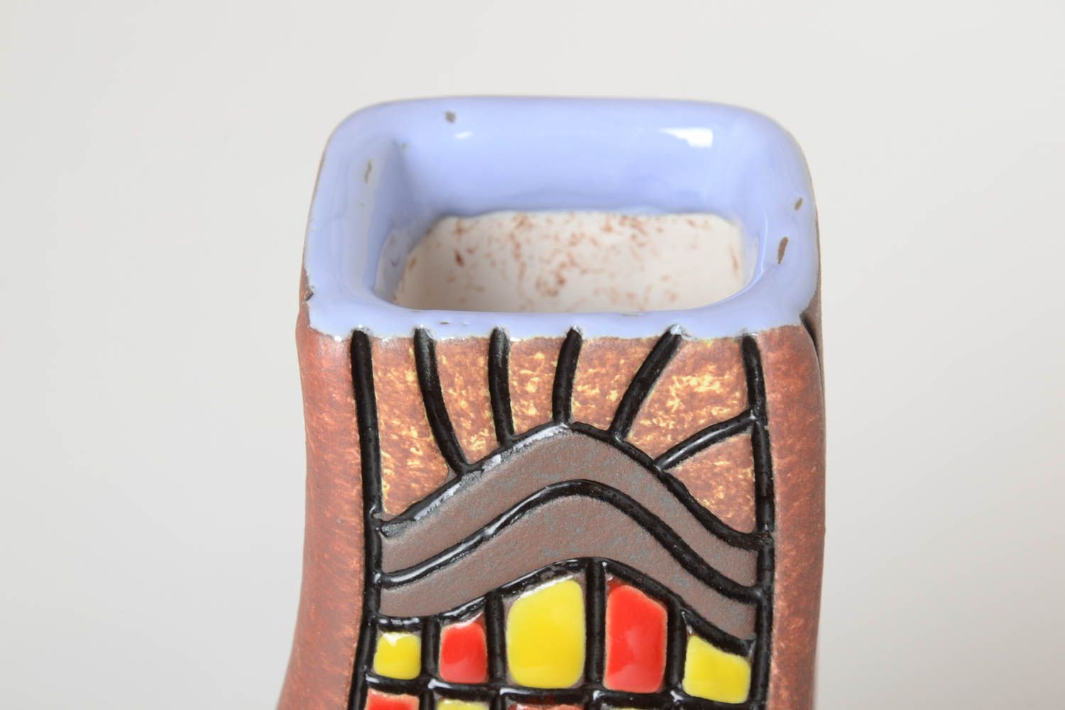 Сувенир ручной работы керамическая ваза для цветов декор для дома Наследие Майя фото 3