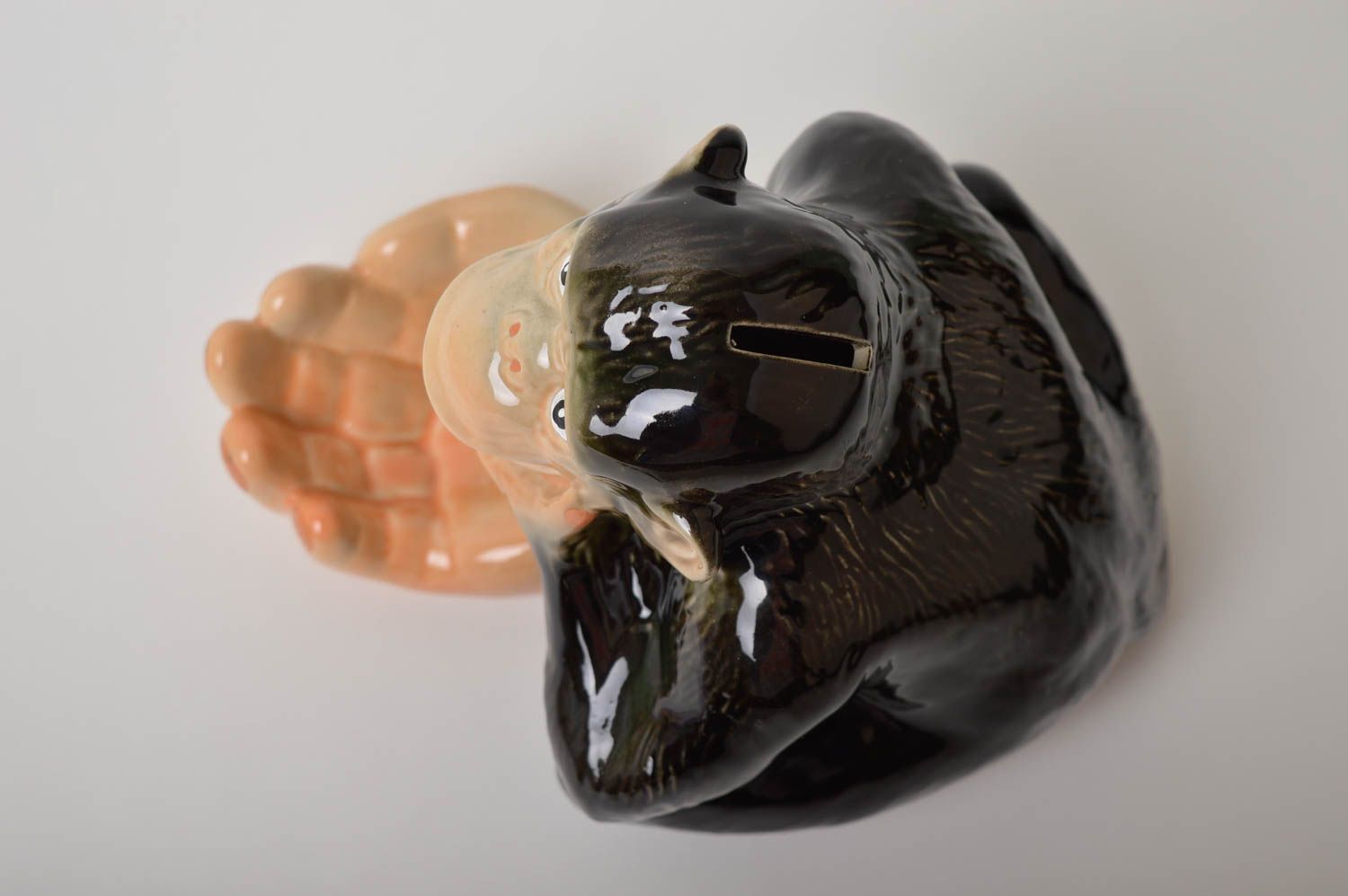 Originelle Spardose Affe handgemachte Keramik Deko Ideen Geschenk für Freundin foto 4
