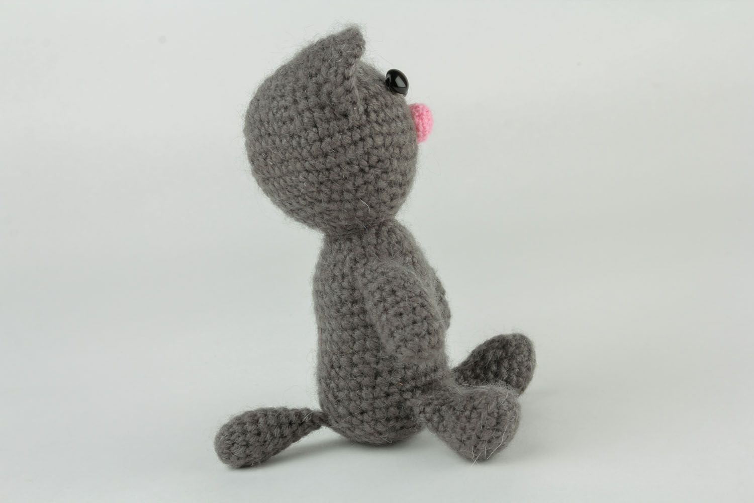Homemade crochet toy Gray Cat photo 5
