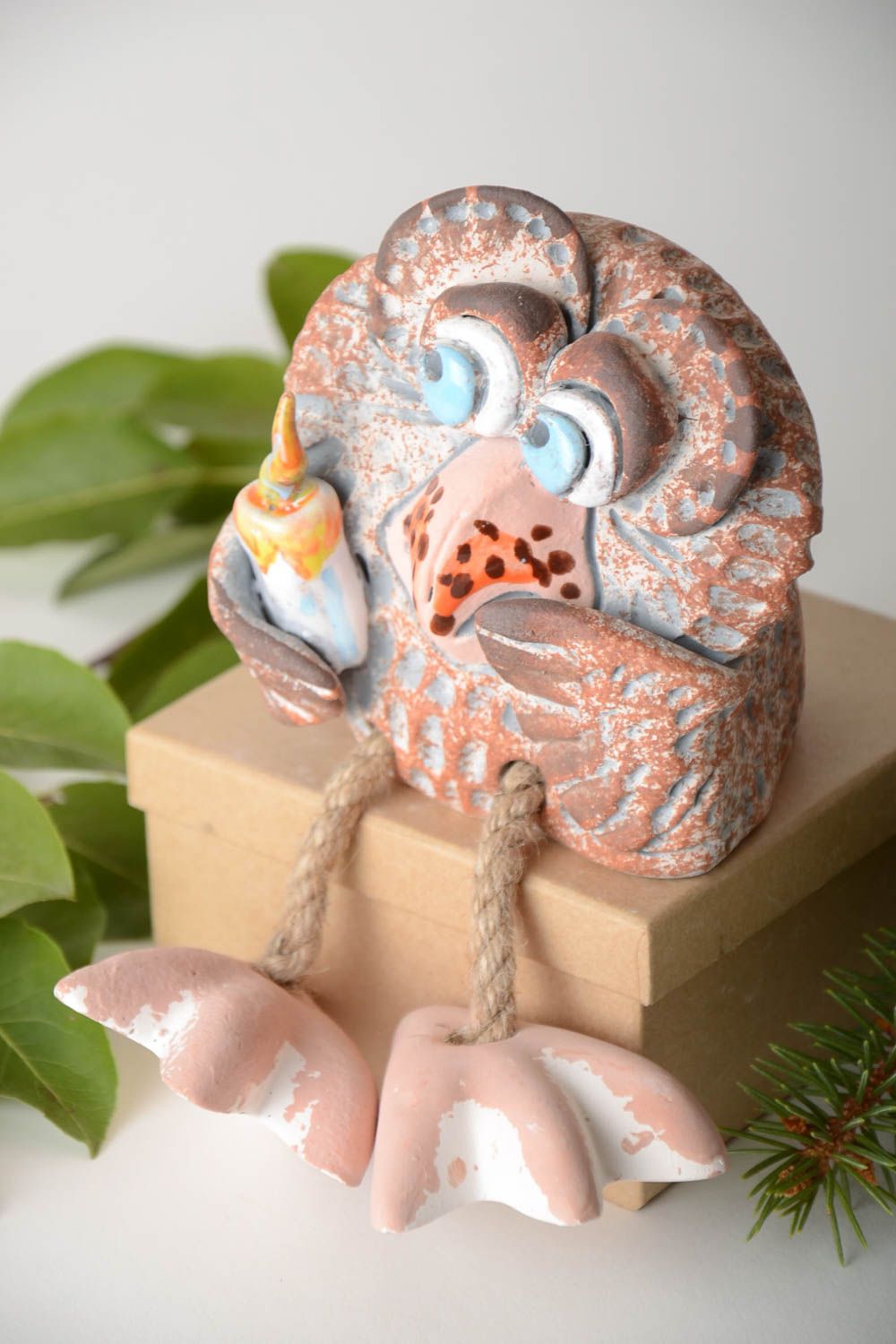 Tirelire oiseau faite main Figurine animal en argile Cadeau insolite Corneille photo 1