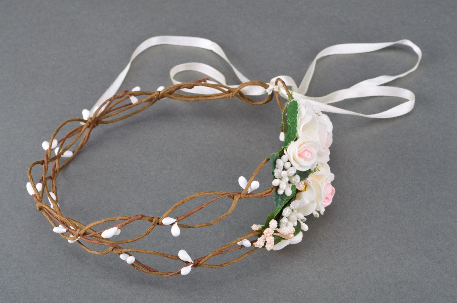 Beautiful handmade flower headband Cherry Blossom photo 5