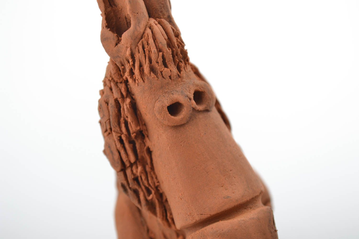 Figurine animal fait main Petite statuette cheval en argile Déco intérieur photo 2