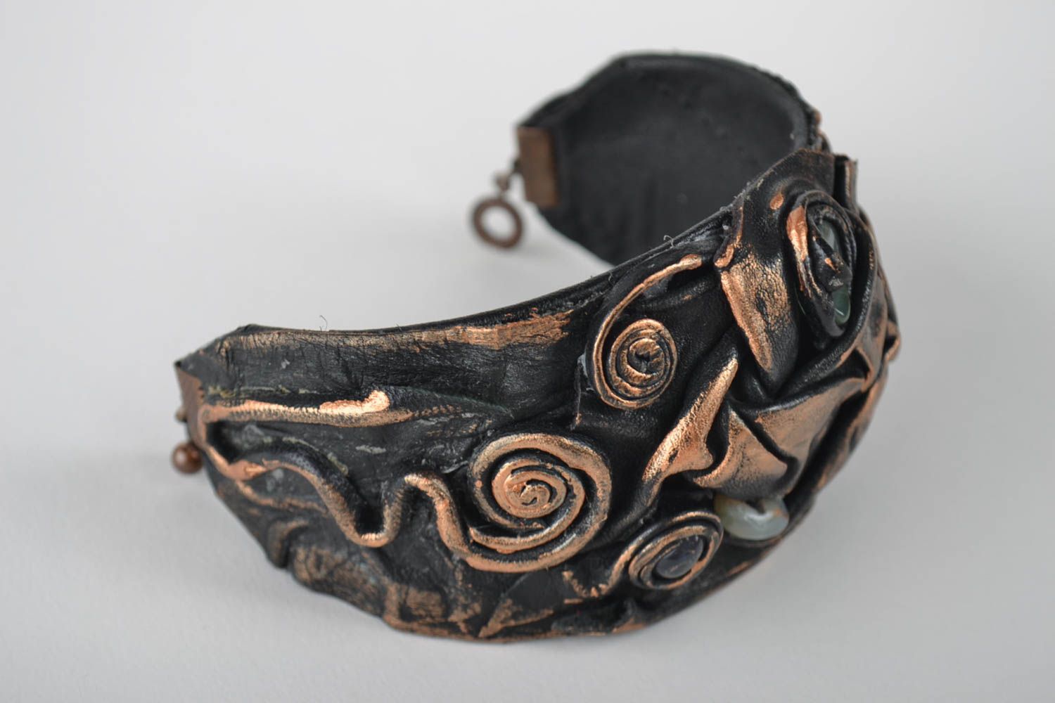 Handmade leather bracelet unique accessories textile jewelry present for woman photo 3