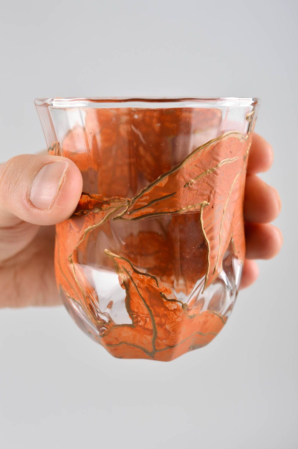 Vaso de cristal hecho a mano con hojas utensilio de cocina menaje del hogar foto 5