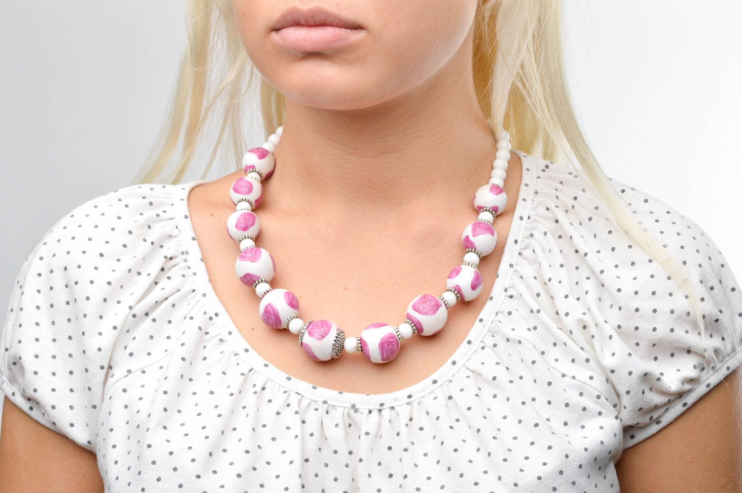 Unusual handmade plastic bead necklace costume jewelry designs small gifts photo 3