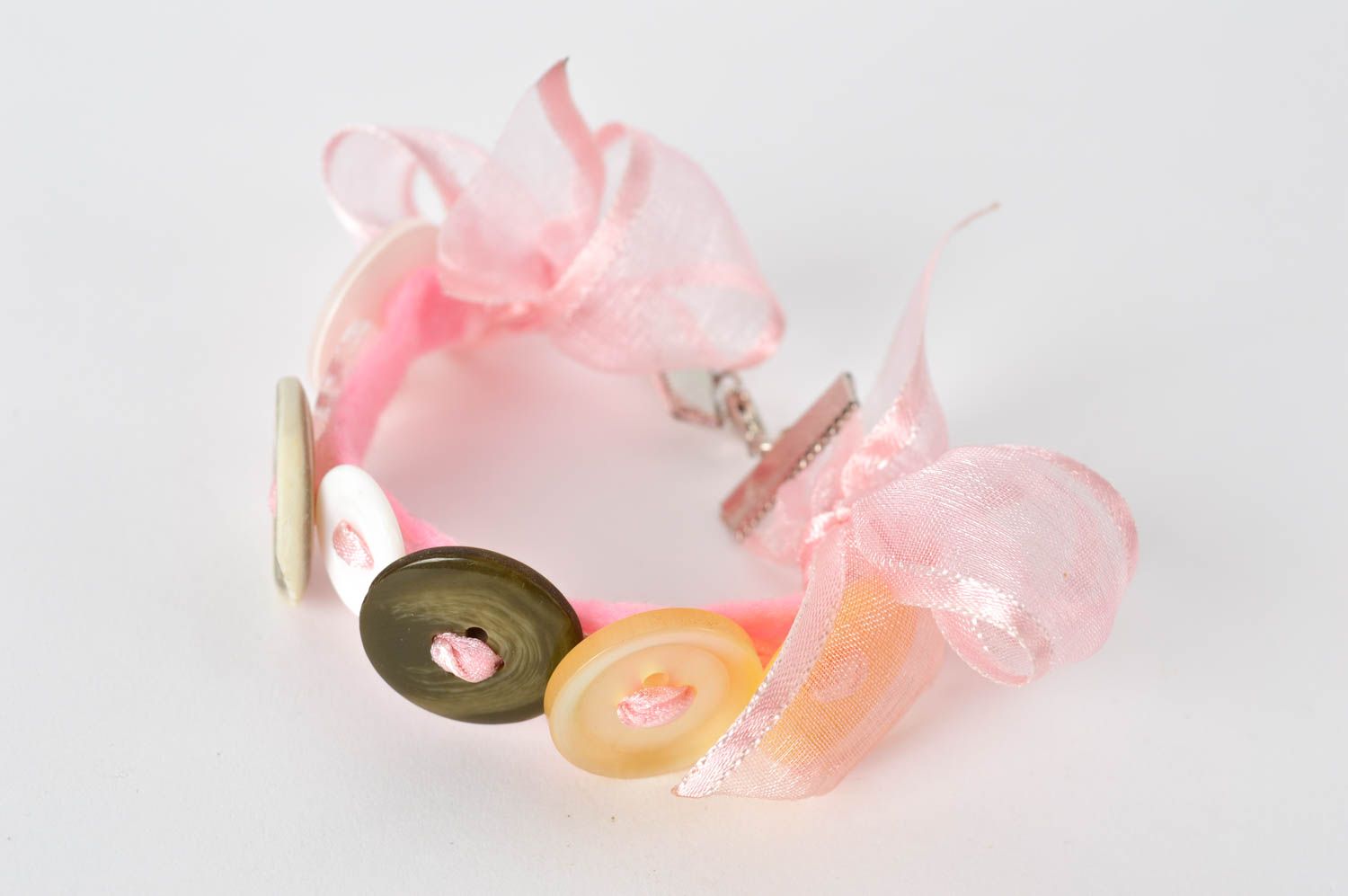 Set di orecchini e collana fatto a mano kit di accessori di bottoni rosa
 foto 3