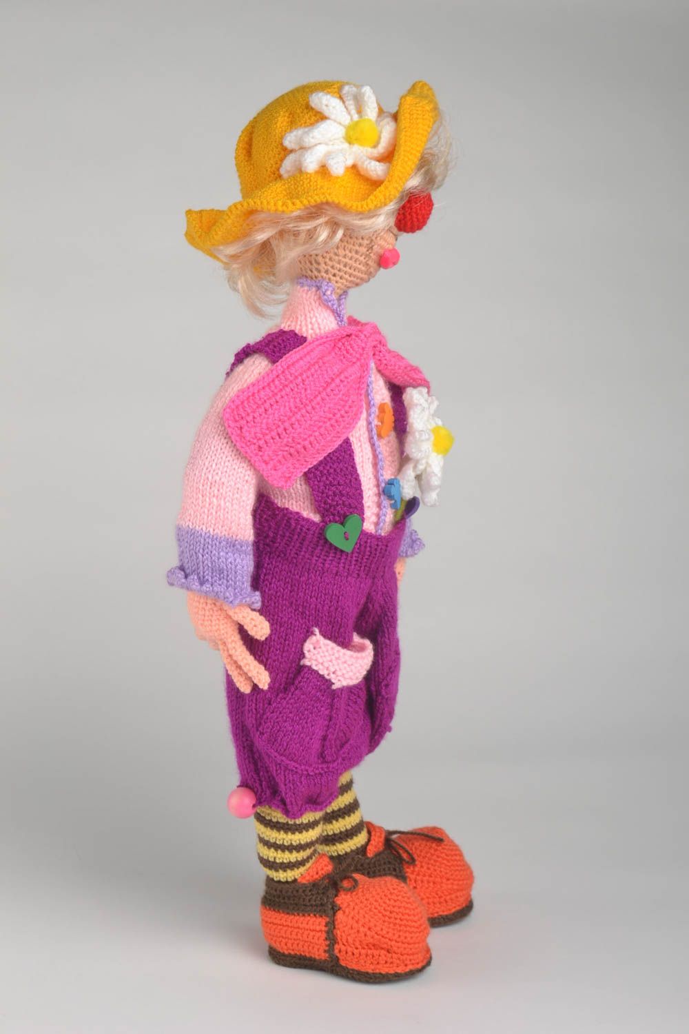 Poupée clown Jouet tricot fait main grand décoratif original Cadeau enfant photo 2