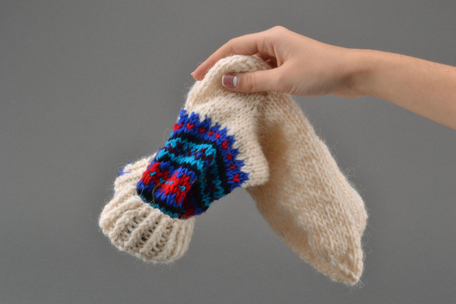 Chaussettes rayées en laine faites main  photo 5