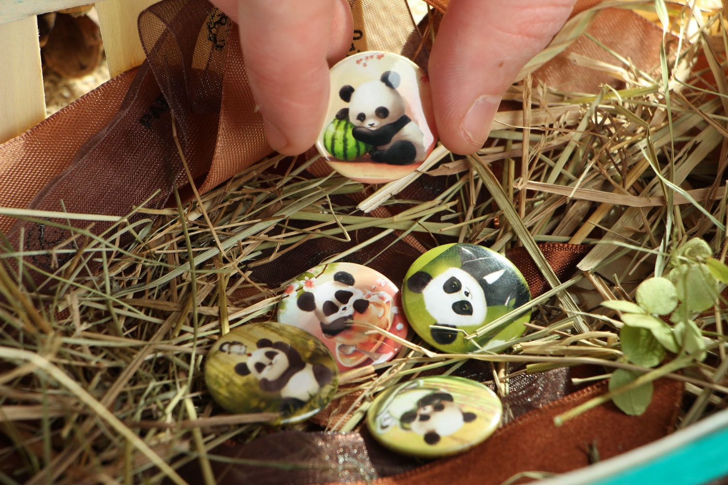 Épinglettes rondes faites main Panda photo 5
