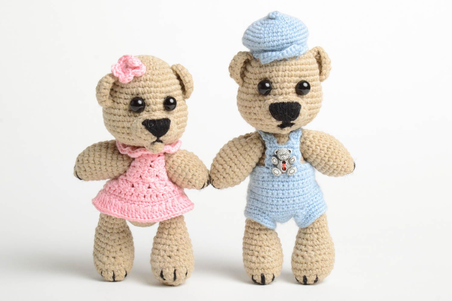 Handmade children toys bear couple crocheted soft figurines present for children photo 5
