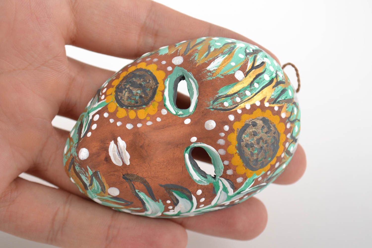 Wall pendant carnival mask made of clay beautiful handmade painted home decor  photo 2