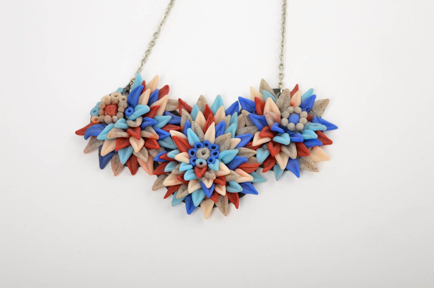 Flower necklace handmade plastic jewelry for women flower pendant for girls photo 5