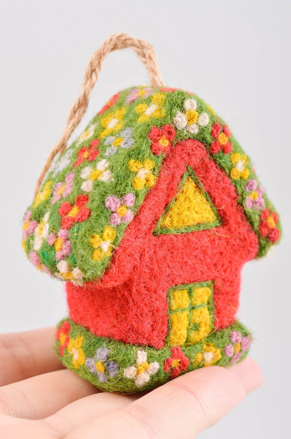 Валяная игрушка ручной работы декор на стену игрушка из шерсти Цветочный домик фото 4