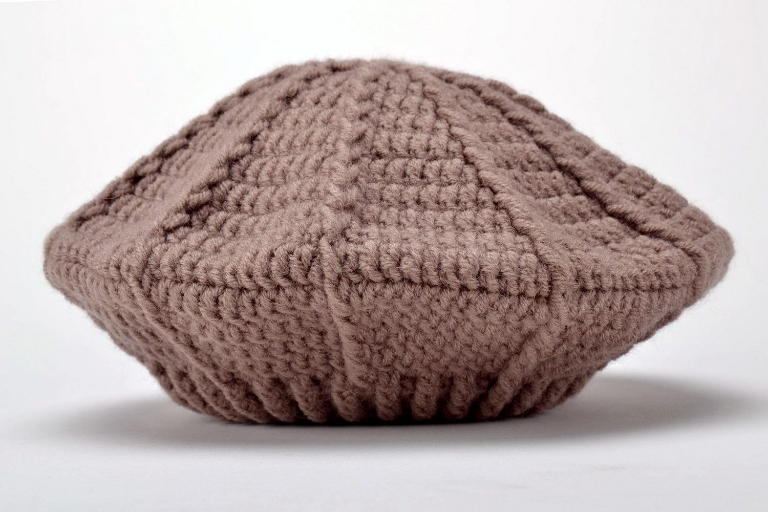 Knitted beret Cocoa color photo 5