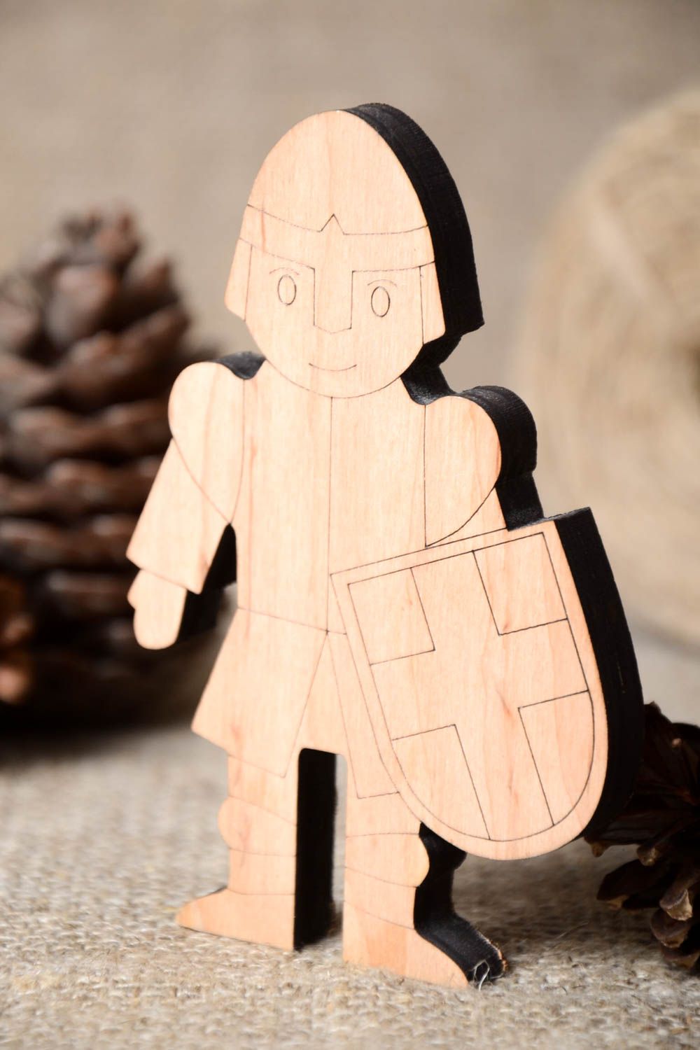 Figur zum Bemalen handmade Ritter Holz Rohling Miniatur Figur für Handarbeit foto 1