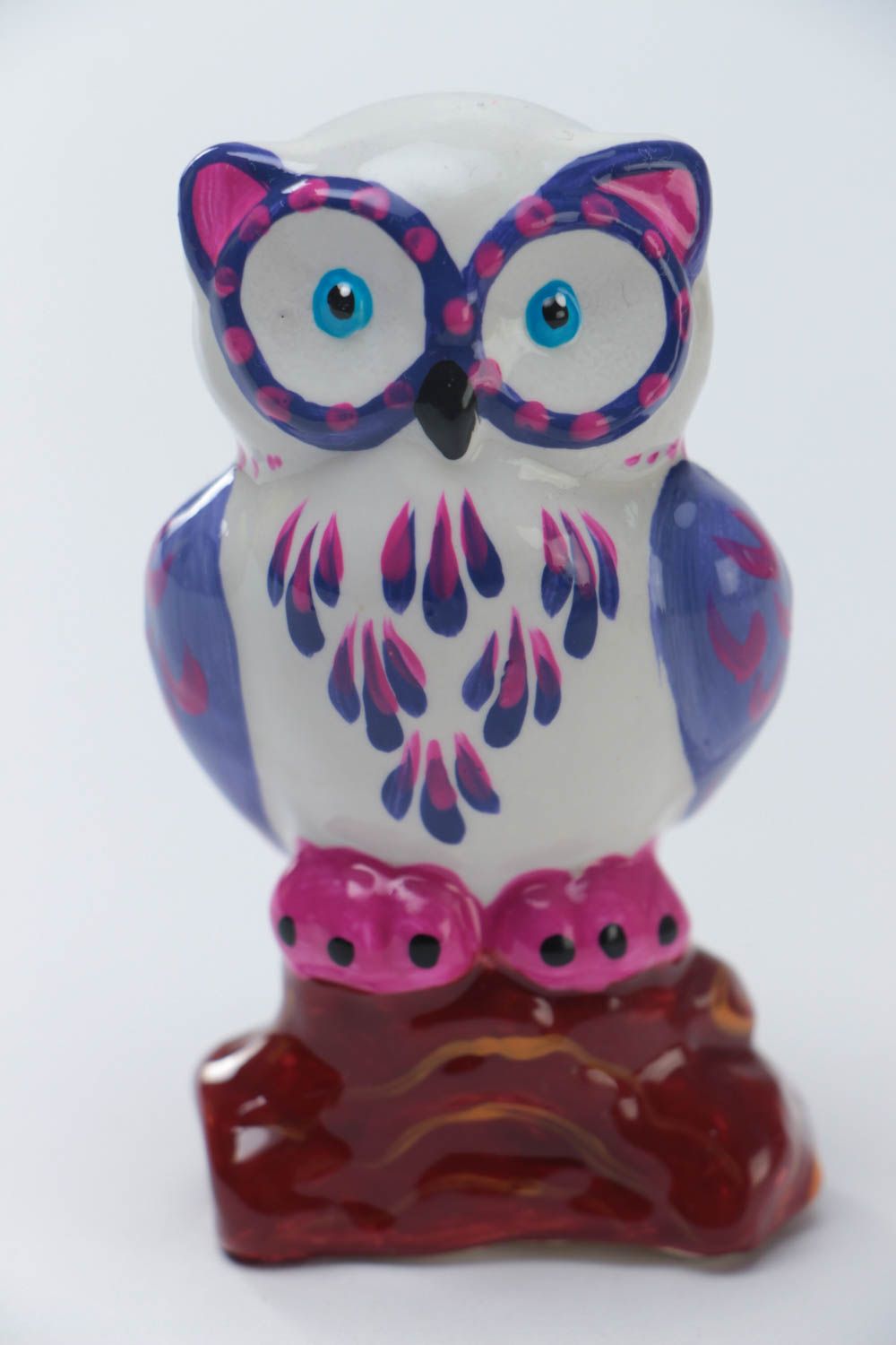 Beautiful painted handmade molded plaster statuette Owl for home decor photo 2