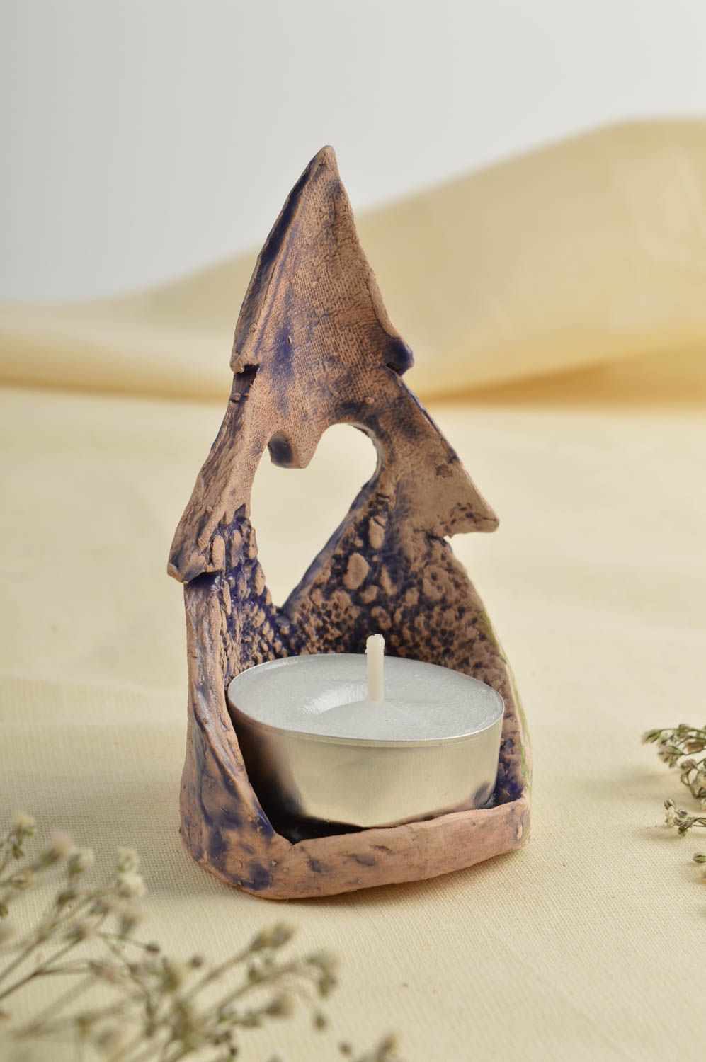 Teelichthalter Keramik handmade Deko Teelichthalter Teelichthalter bunt Baum foto 1