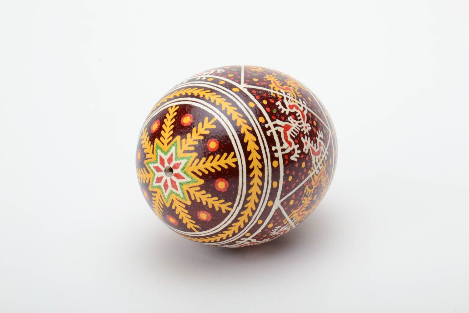 Handmade decorative Easter egg painted with hot wax traditional pysanka photo 4