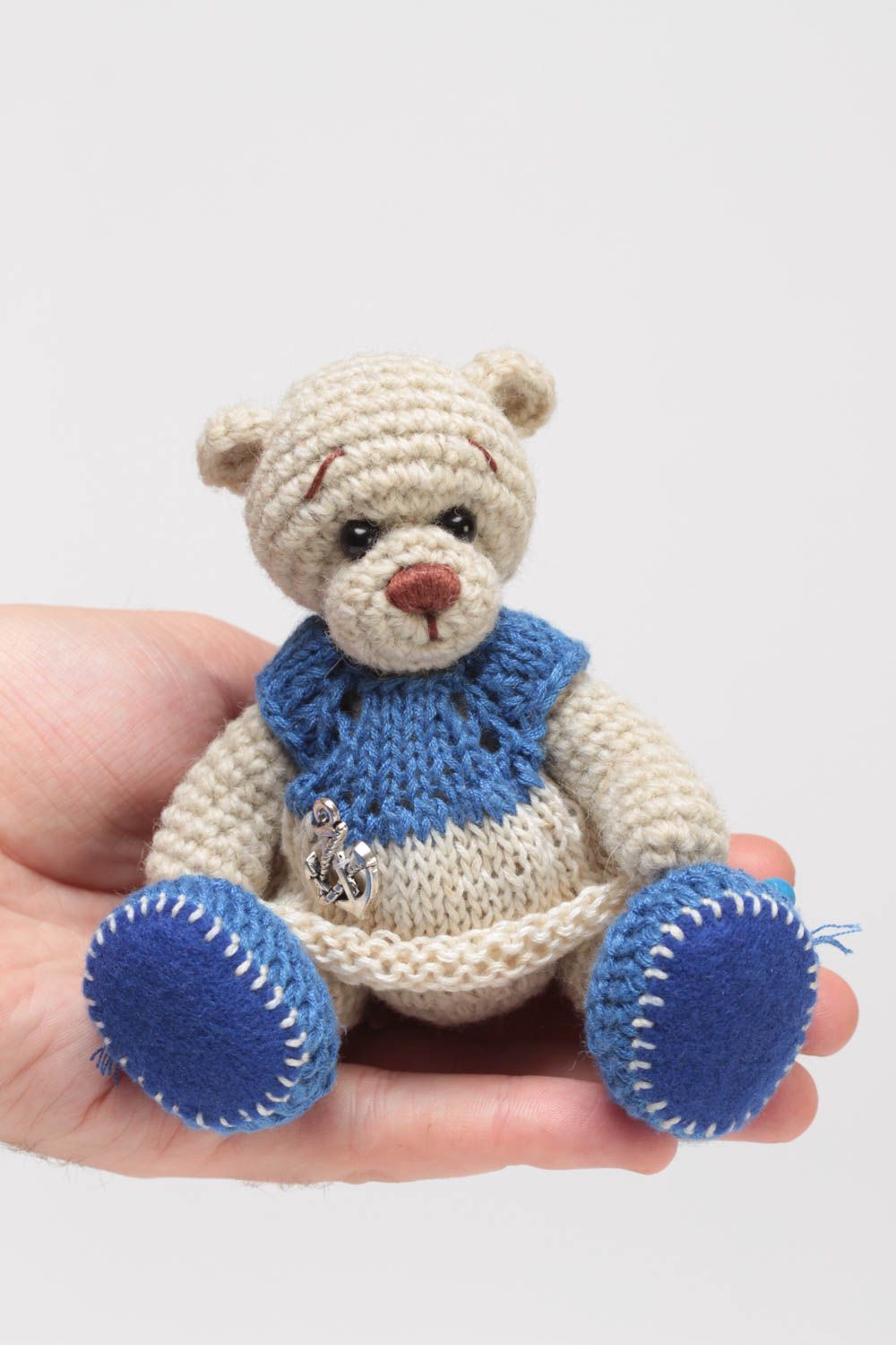 Beautiful handmade designer crochet soft toy bear for home decor photo 5