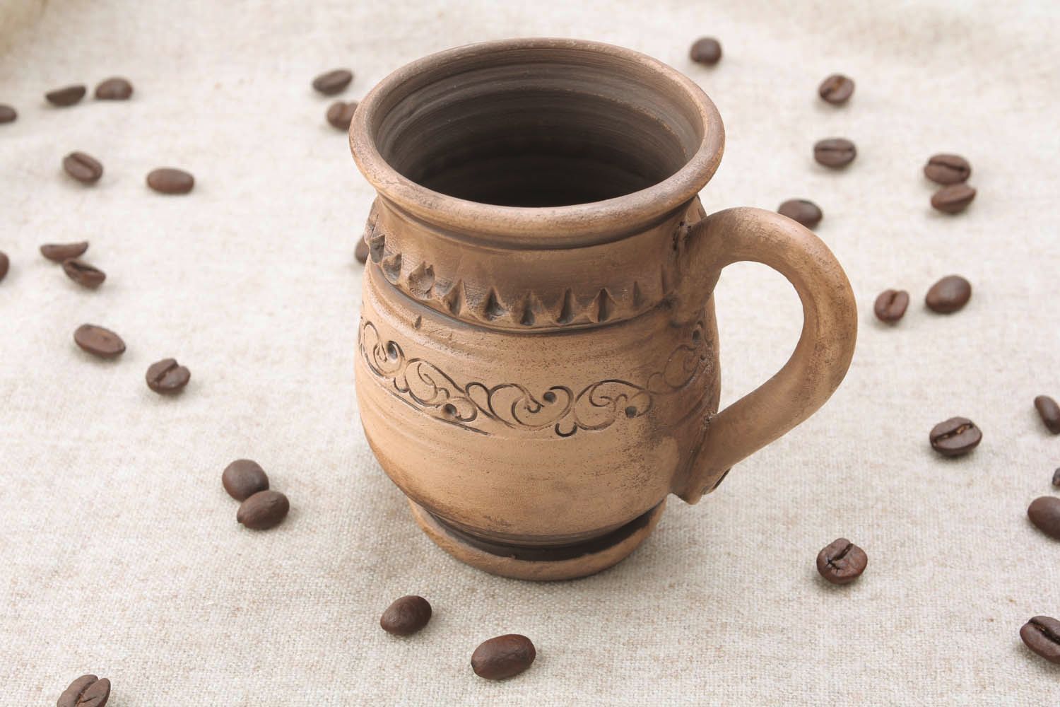 Large ceramic brown cup for tea 0,33 lb photo 1