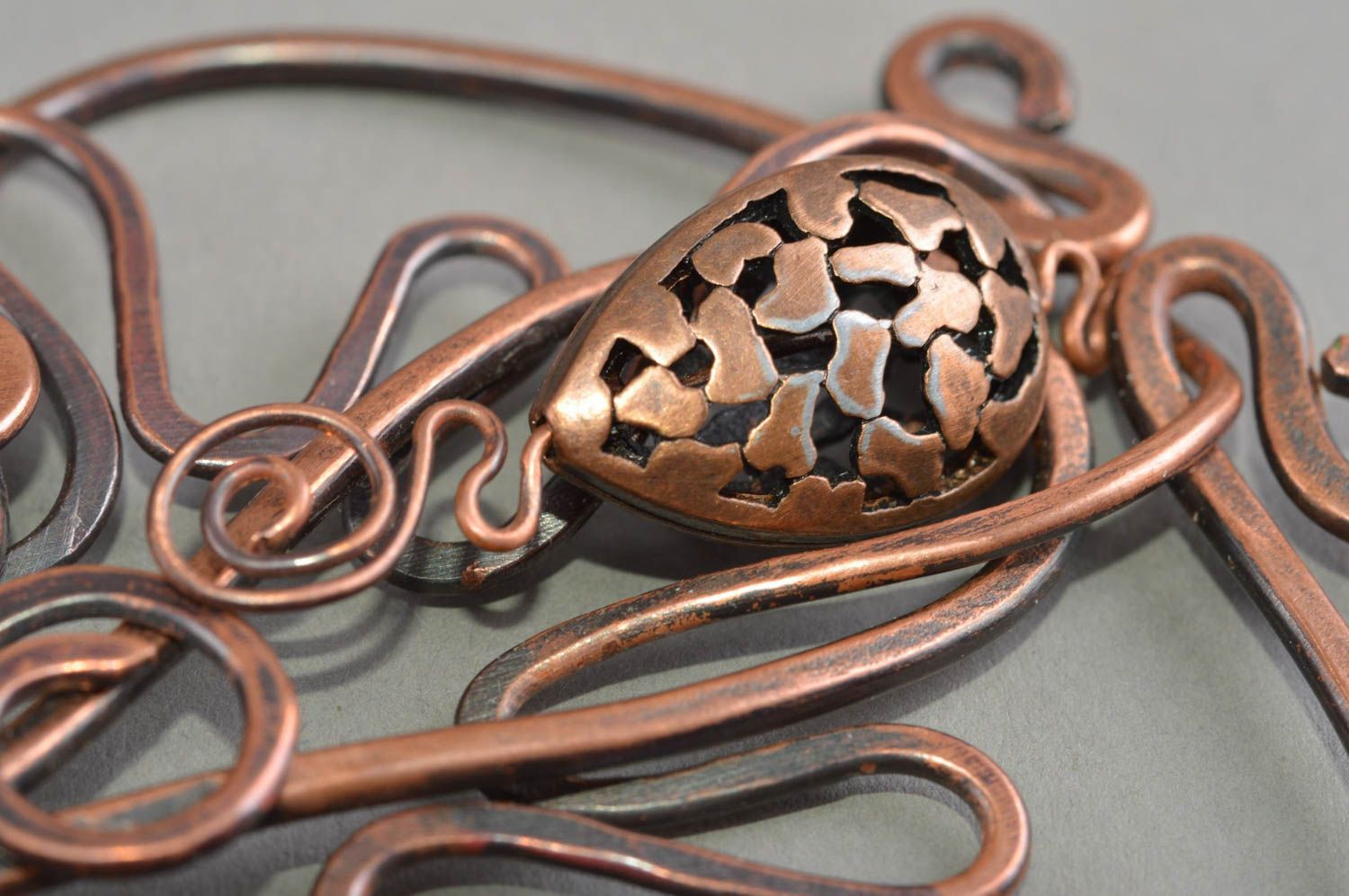 Handmade copper pendant designer accessories ethnic jewelry metal necklace photo 5
