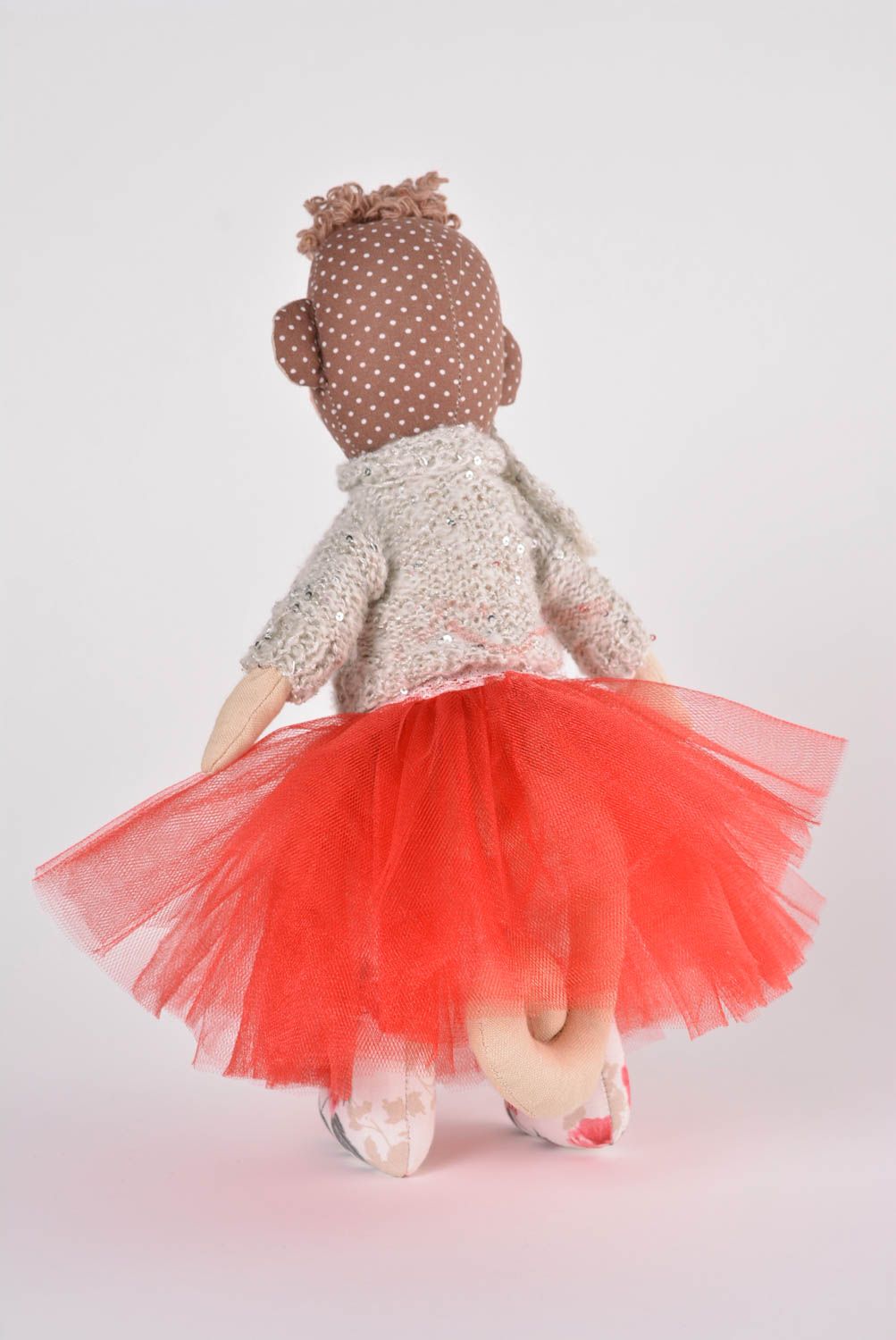 Mono de peluche hecho a mano juguete de tela para niña regalo original foto 3