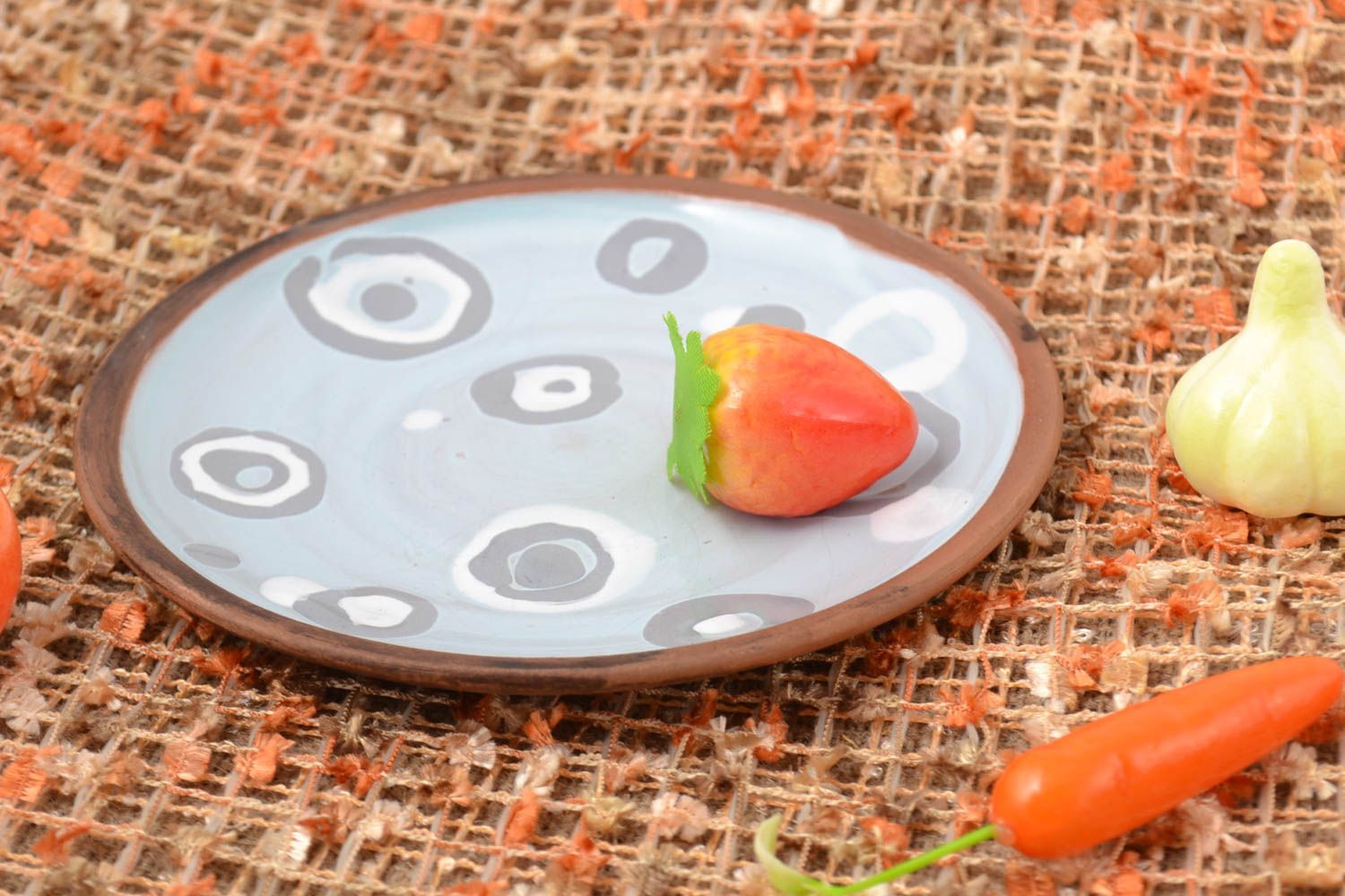 Handmade flacher Teller Untertasse Keramik Geschirr bemalt für Küchen Deko foto 1