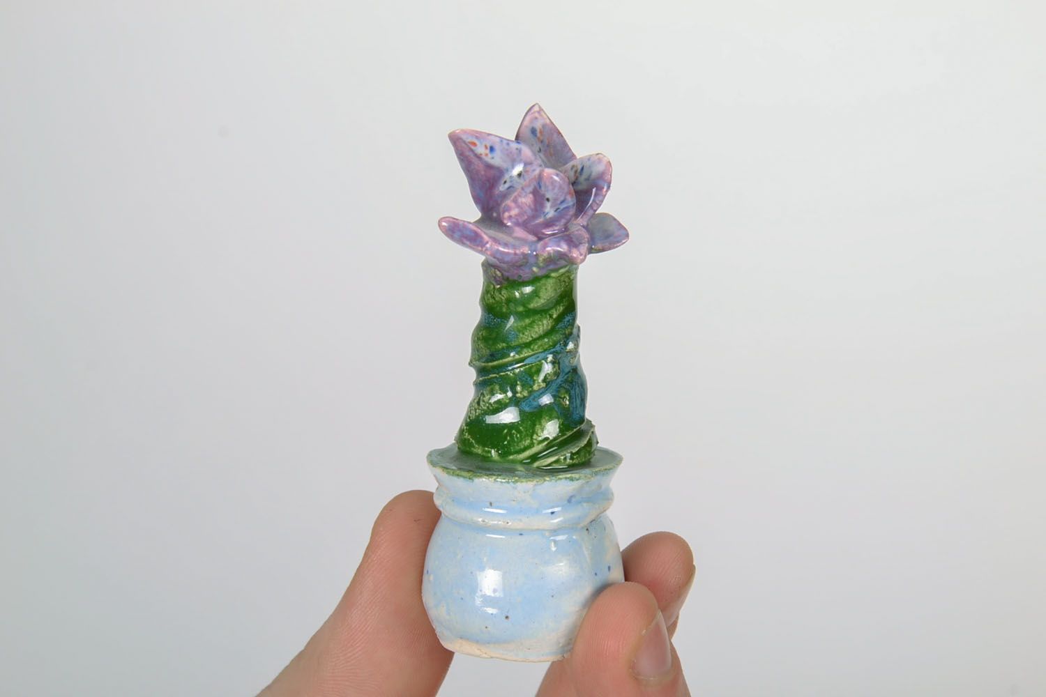 Statuette en céramique décorative faite main Cactus photo 2