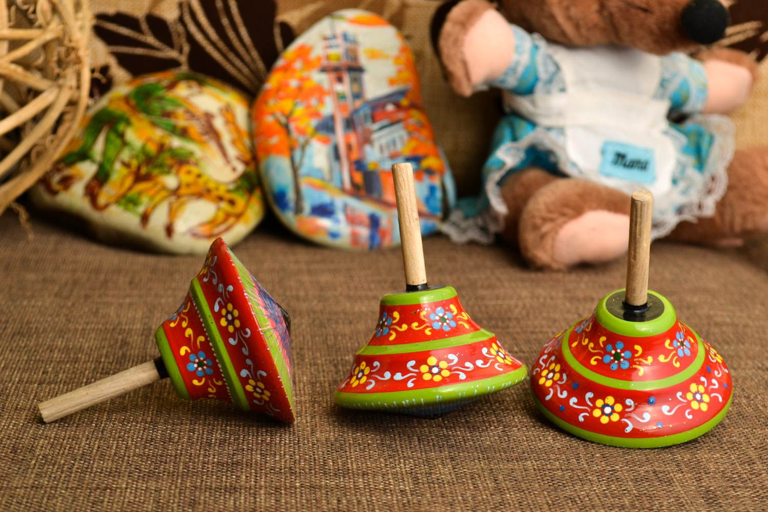 Handmade Kreisel Spielzeuge Kreisel Baby Kinder Spielsachen umweltfreundlich foto 1