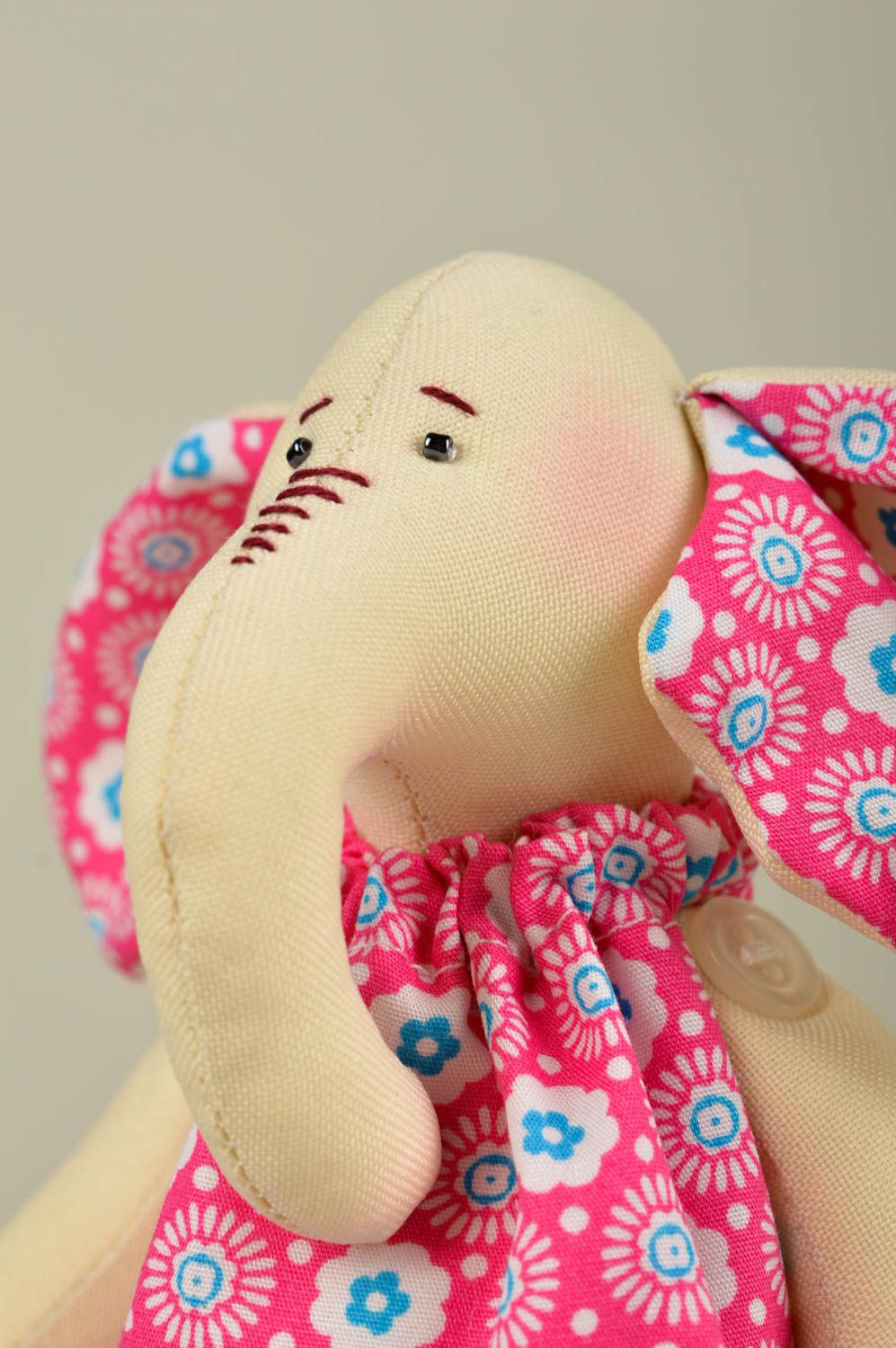Jouet éléphant en robe Peluche faite main en coton décorative Cadeau pour enfant photo 4