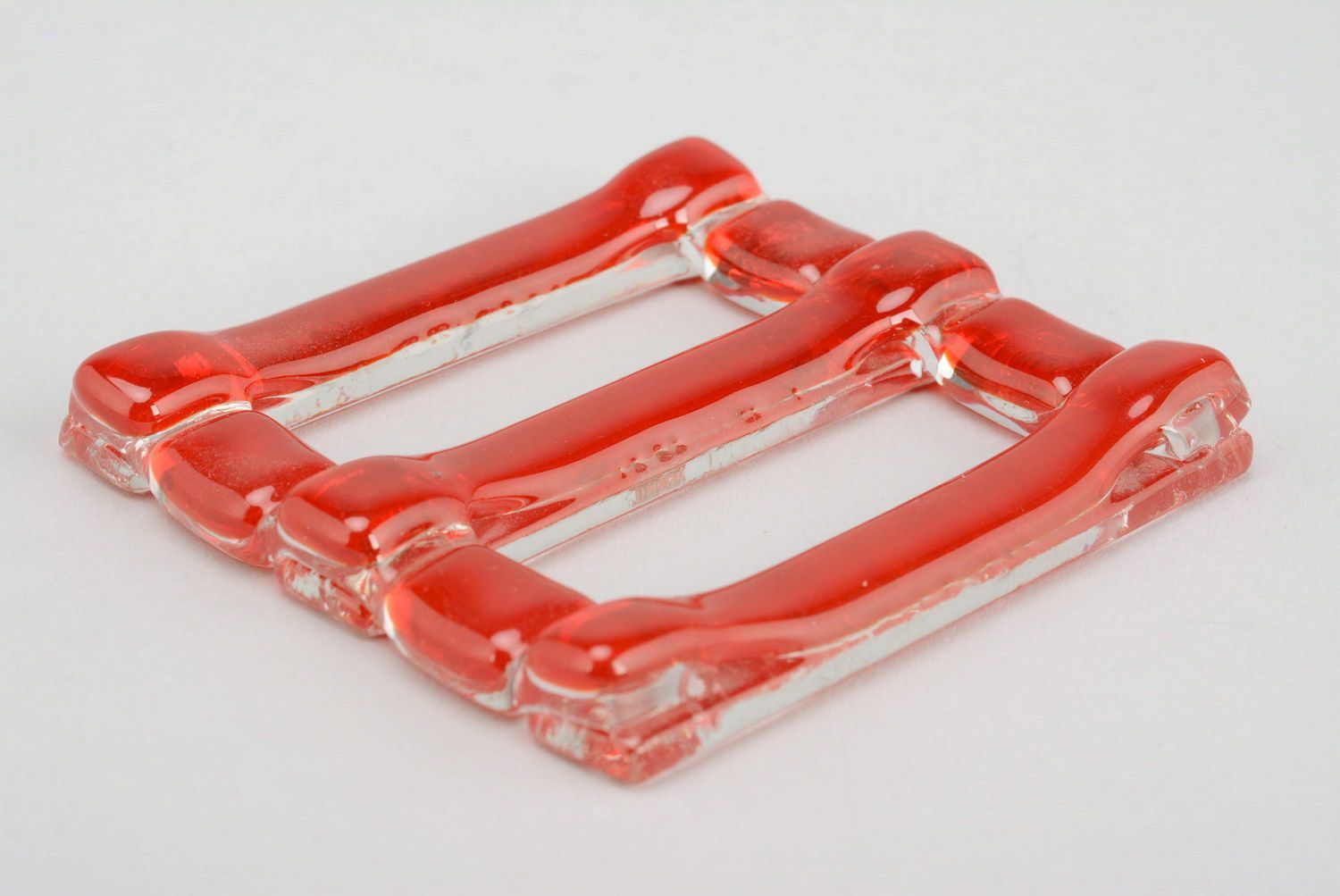 Fusing glass red scarf clip photo 5