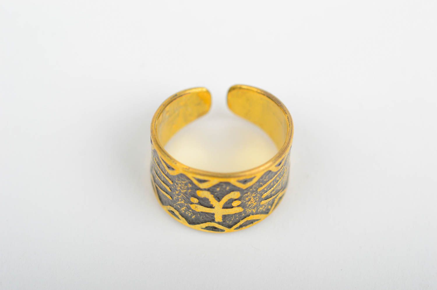 Handmade beautiful brass ring female stylish present unusual metal jewelry photo 2