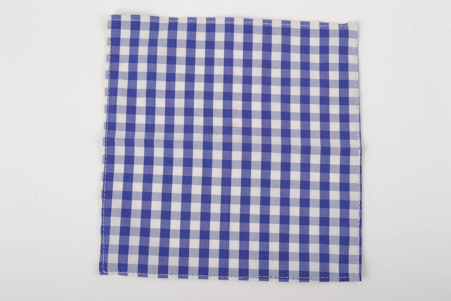 Нагрудный платок из коттона бело синий в клетку ручной работы для мужчин фото 4