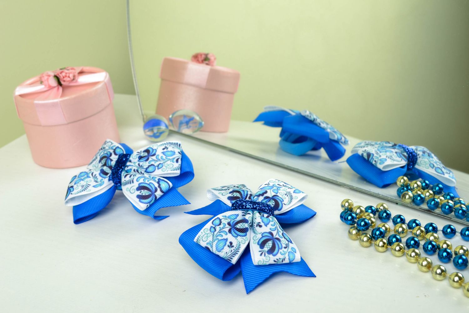Bright blue bow ties with rep ribbons photo 5