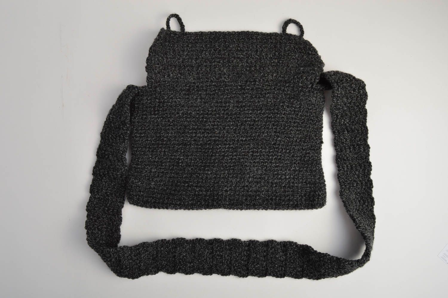 Tasche handgemacht gehäkelte Tasche  Tasche für Kinder in Dunkelgrau mit Augen foto 5