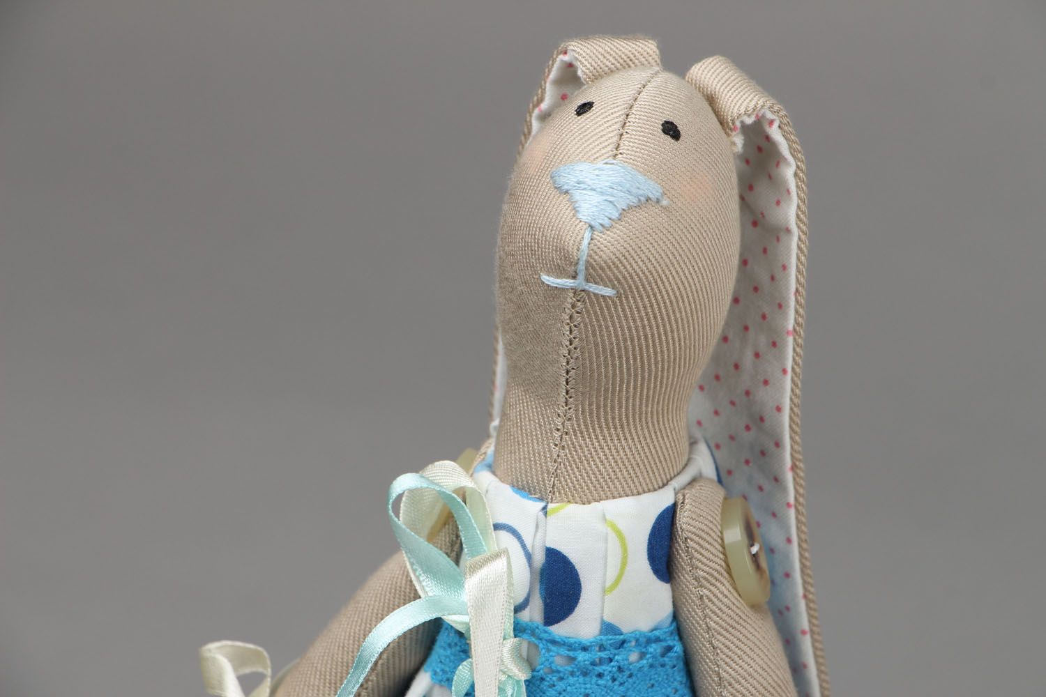 Soft doll Hare with Bast Basket photo 2