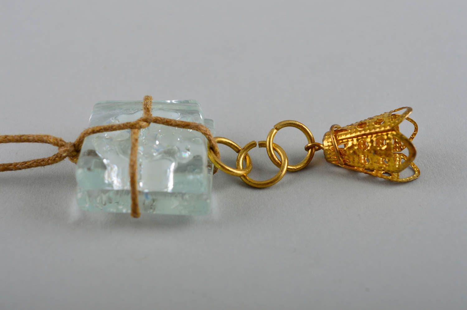 Handmade designer glass pendant unusual stylish pendant neck jewelry gift photo 5