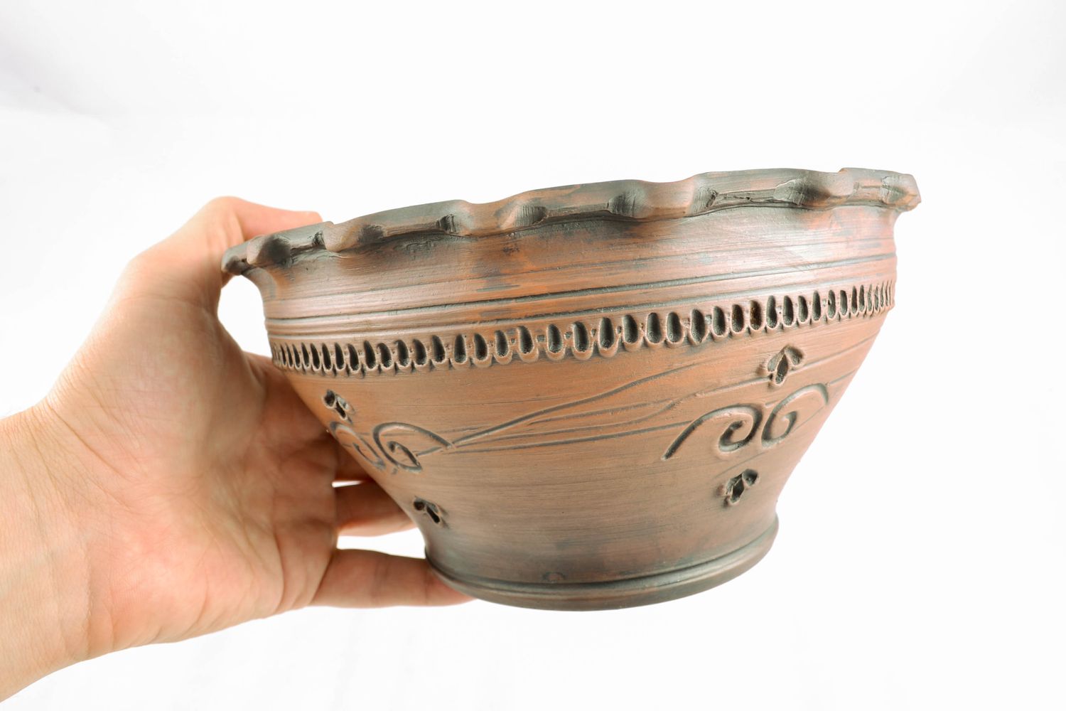 Ceramic bowl kilned with milk 3 liters photo 2