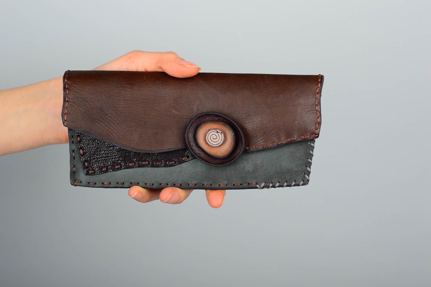 Handmade wallet unusual leather accessory wallet made of leather fashion wallet  photo 2