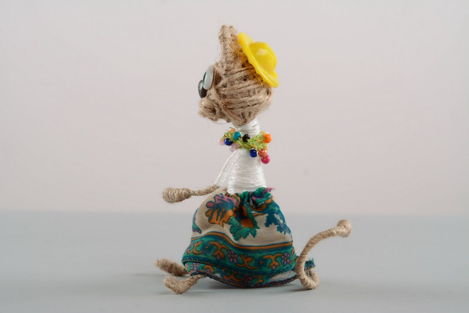 Statuette made of string Cat photo 3