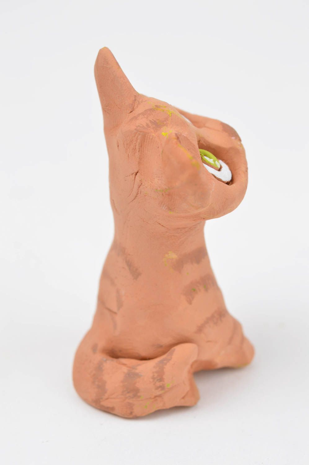 Figurine chat fait main Statuette céramique Déco maison petite belle design photo 4