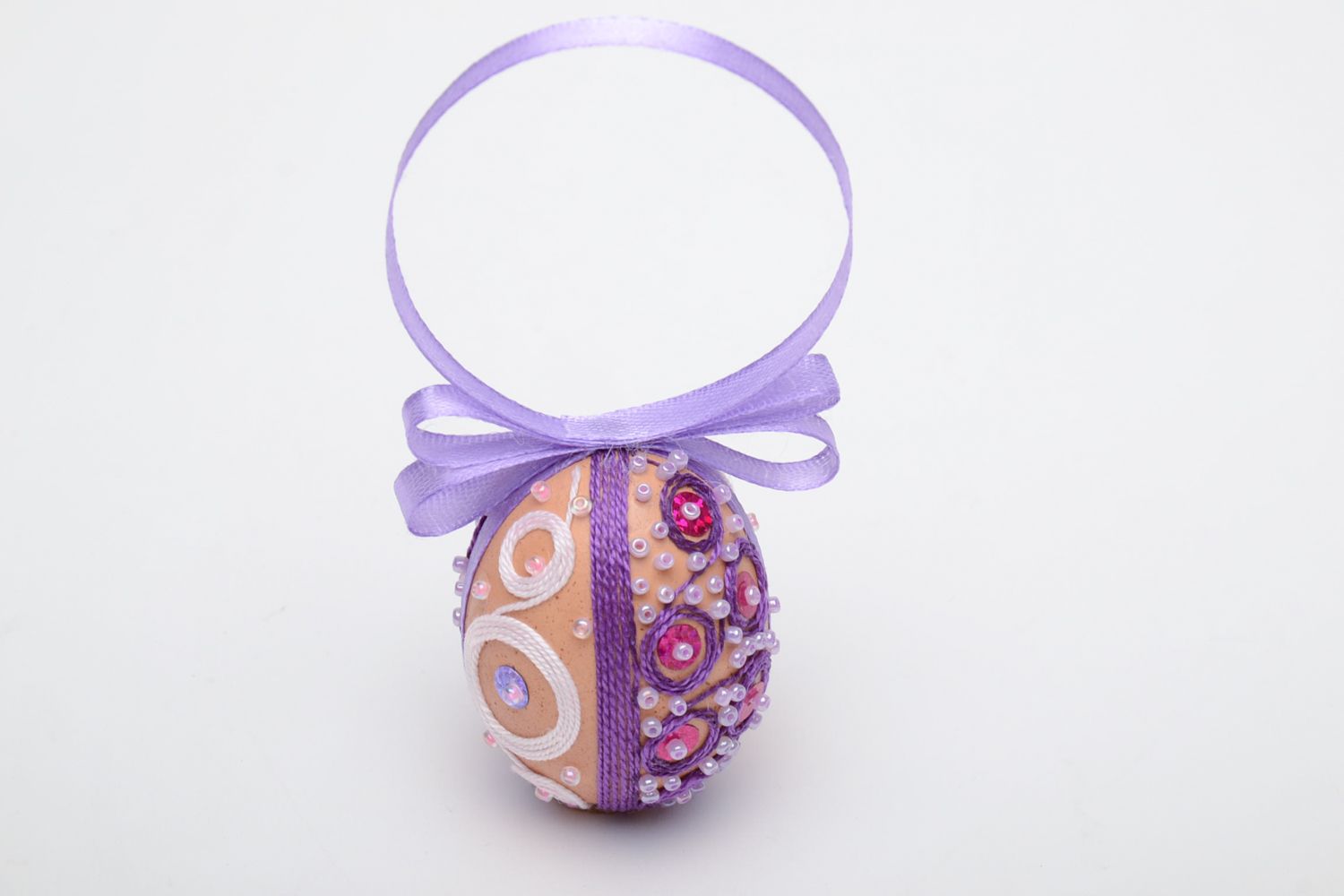 Decorative interior pendant Easter egg with ribbon photo 2