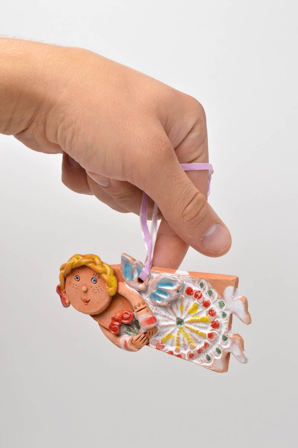Handmade Deko Engel Figur Deko zum Aufhängen Geschenk Idee bunt bemalt foto 3