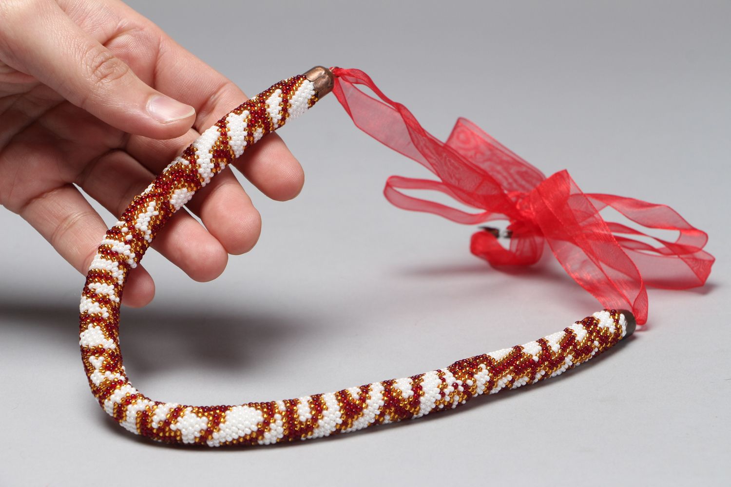Handmade beaded cord necklace Snake photo 4