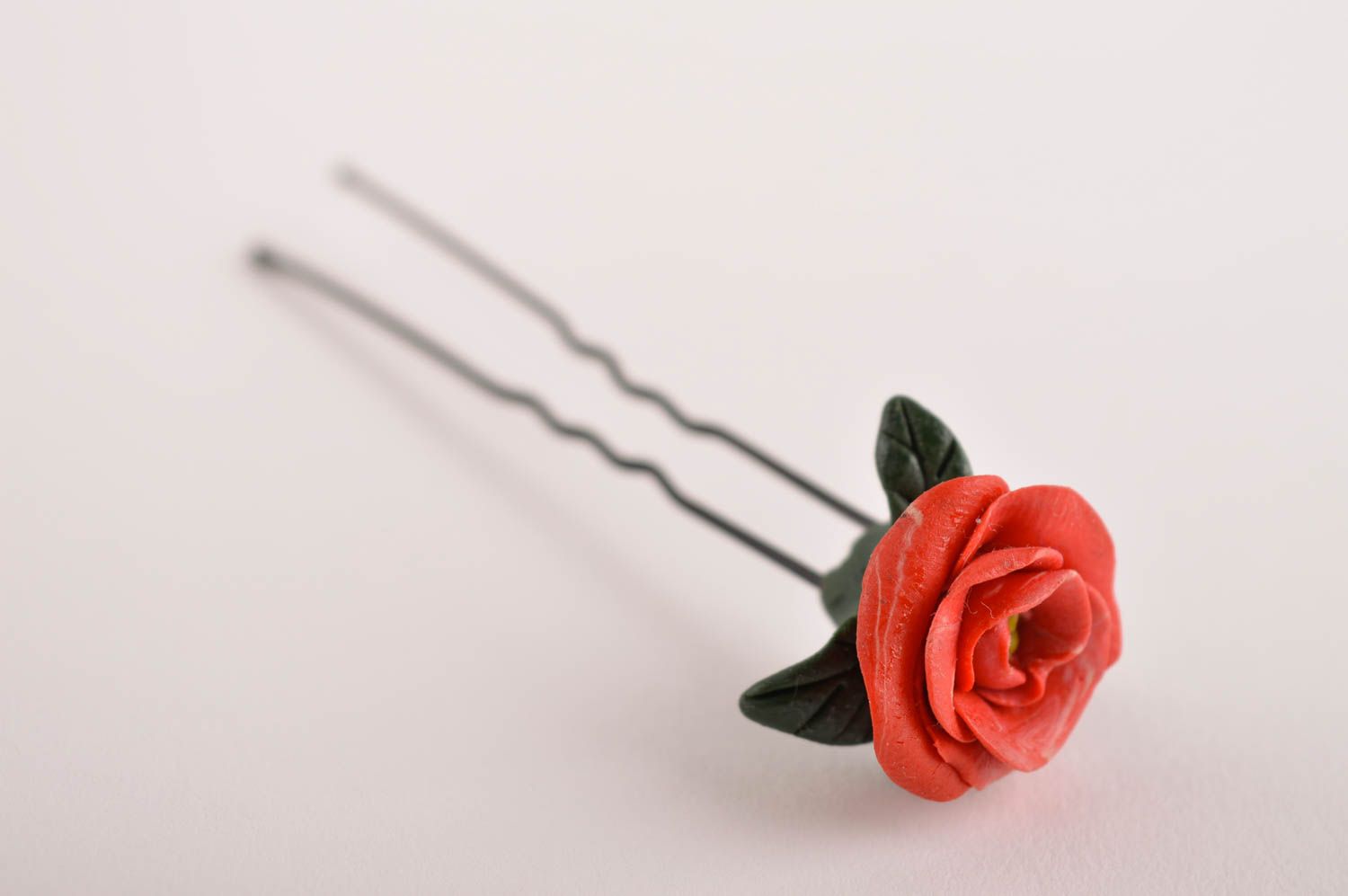 Polymer Clay Schmuck handmade Haarschmuck Blumen festlicher Haarschmuck in Rot foto 2