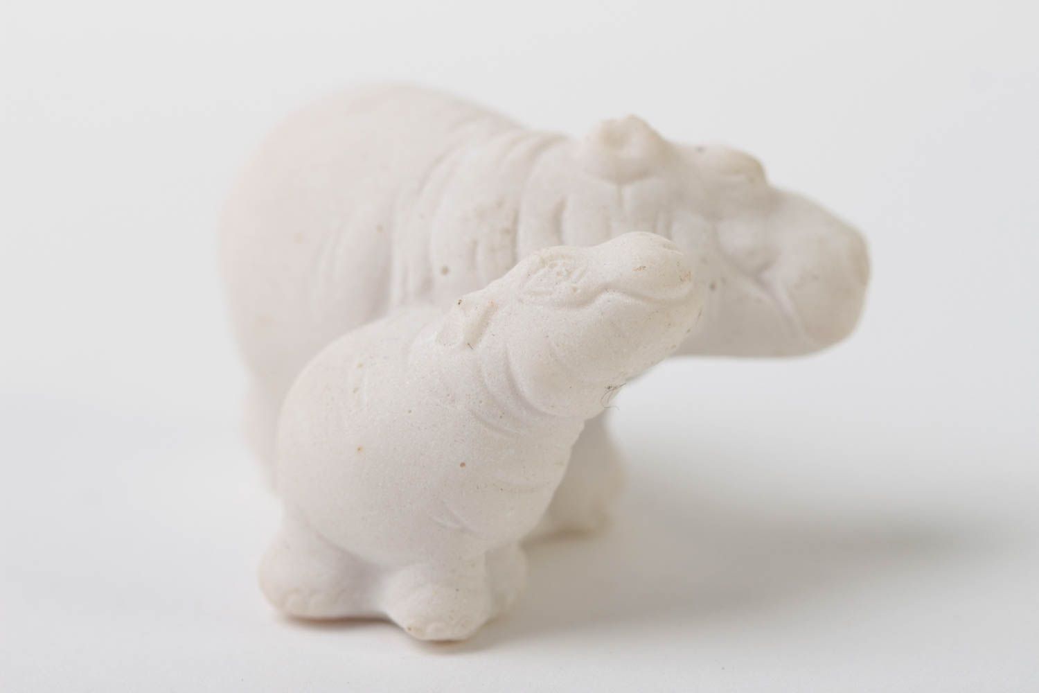 Figurine à peindre fait main Petite statuette hippopotame blanc Déco maison photo 2