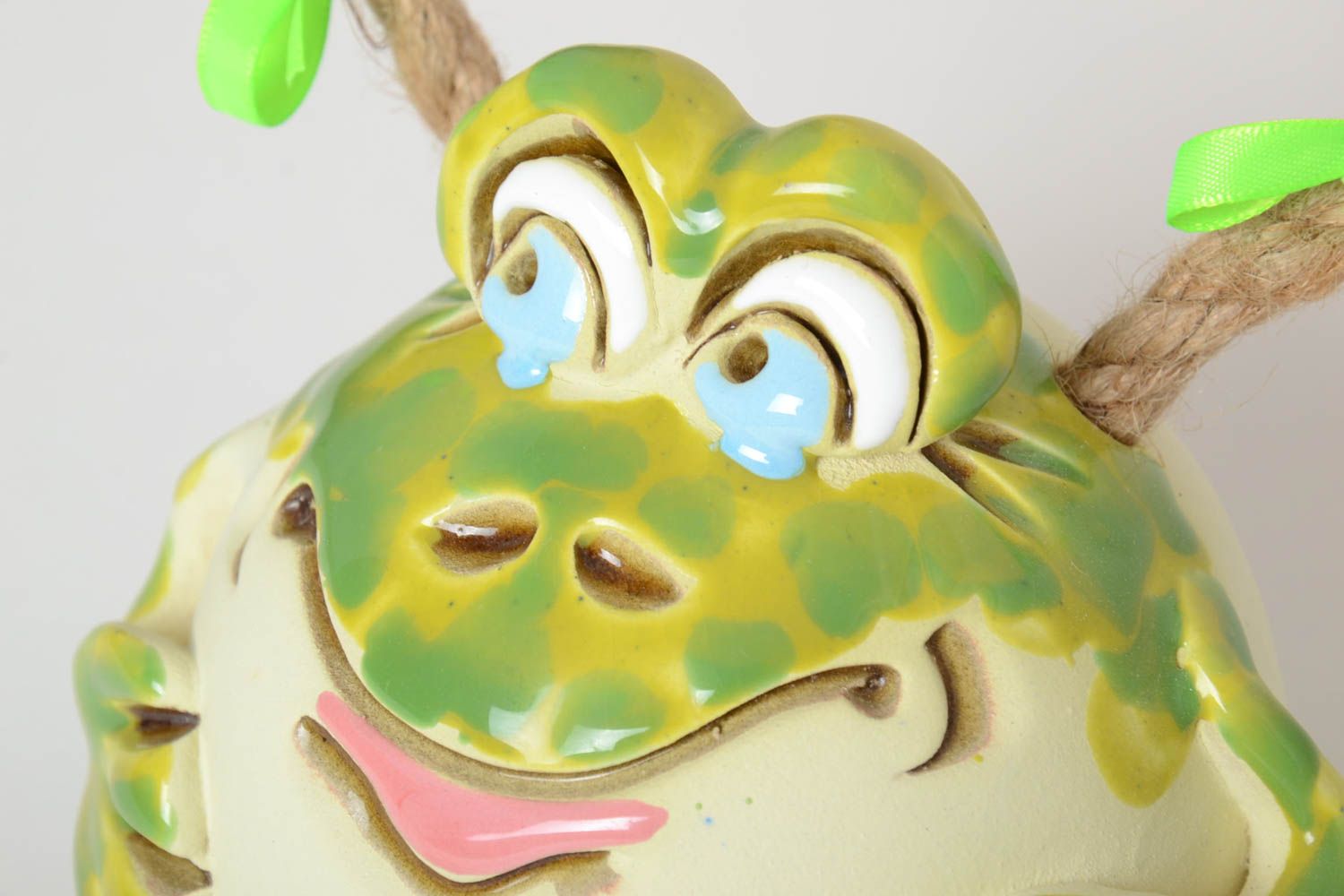 Lustige Spardose handgemachte Keramik Ton Deko Geschenk für Kinder Frosch bunt foto 3