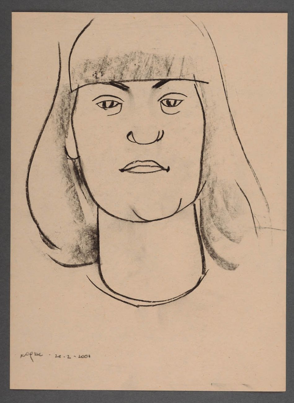Portrait graphique d'une femme peint avec charbon  photo 1