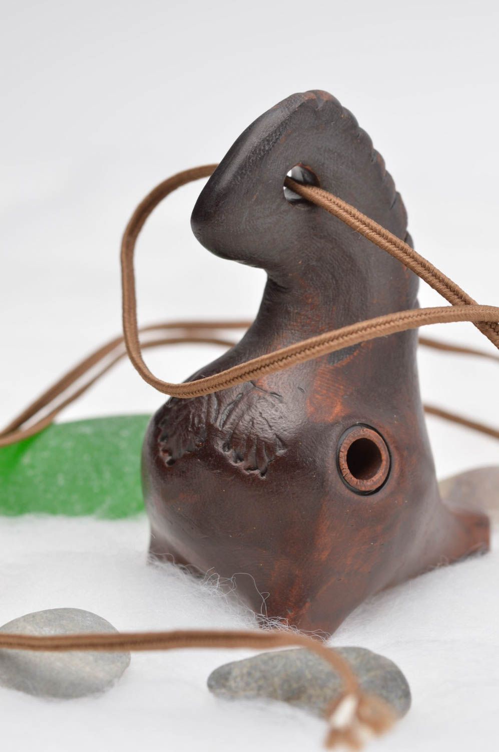 Handmade Ocarina Instrument Flöte aus Ton Musikinstrument für Kinder braun foto 1